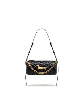 Vegan Leather Quilted Chain Shoulder Bag Crossbody Baguette Quilted Chain Bag